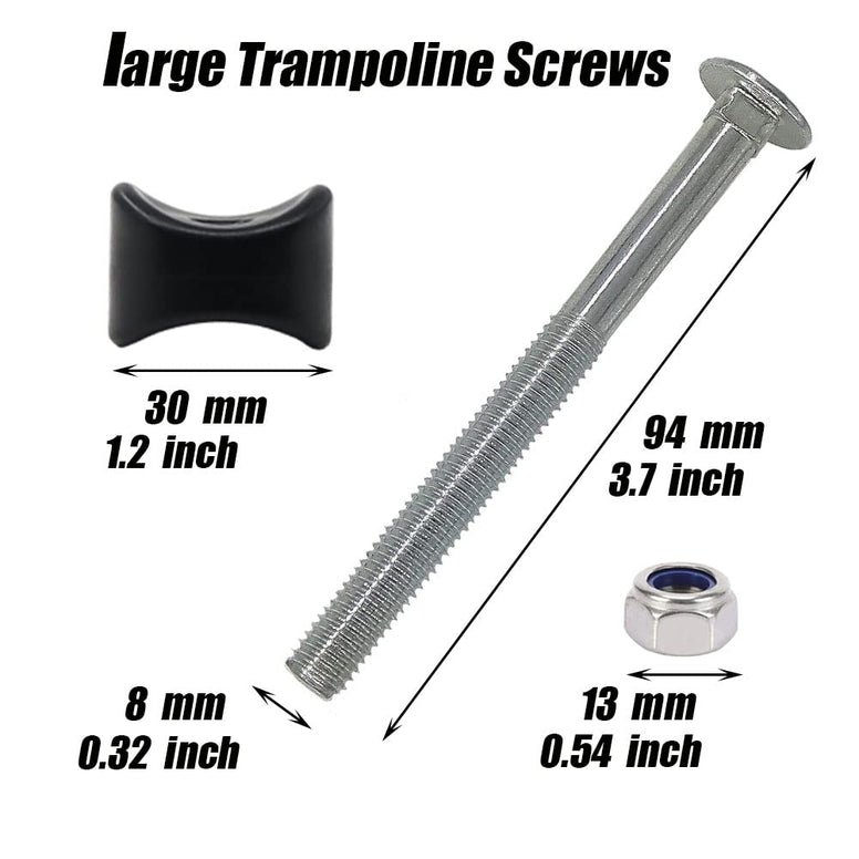 Feliey 6 Pack 8mm x 94mm Trampoline Screws Steel Trampoline Screws Long Screw Trampoline Replacement Parts Trampoline Accessories Enhance Trampoline Stability