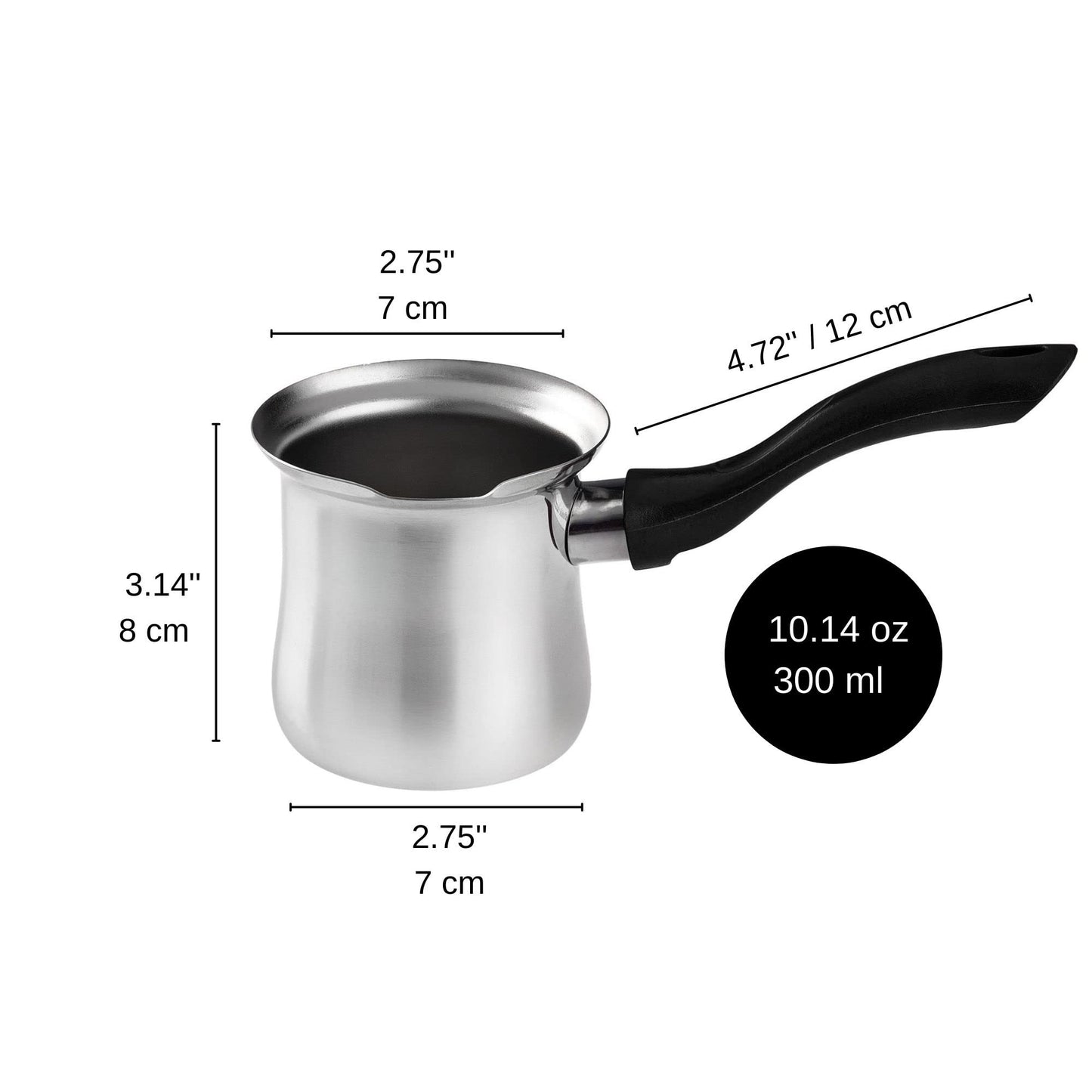 DESTALYA Turkish Coffee Pot, Stainless Steel Ibrik Cezve Briki Arabic Greek Pot, Butter Chocolate Milk Warmer, Sauce Maker, Small Hot Pot with Spout for Stove top (Coffee Pot Black)