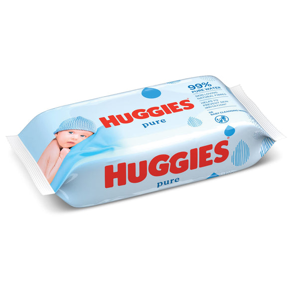 Huggies,Pure Baby Wipes,Pack of 56 Wipes,Made from Natural Plant-Based Fibers,Safe and Gentle,Paraben & Alcohol Free