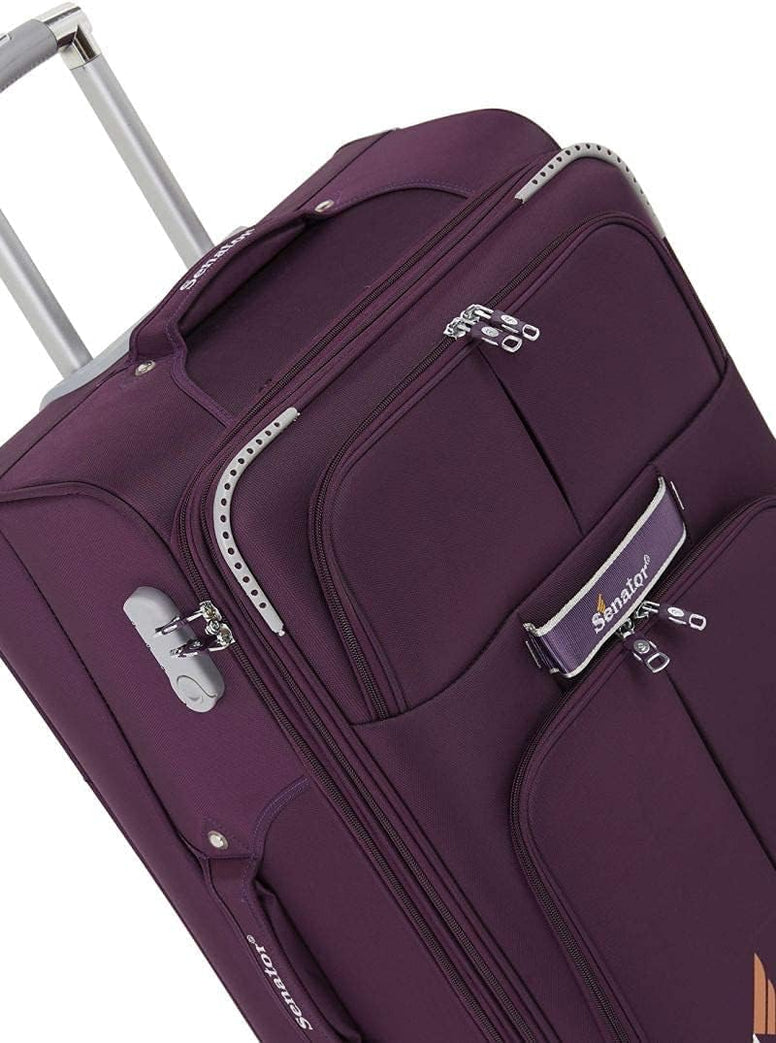 Senator Soft-Shell Luggage Extra Large Size Expandable Lightweight, Check in Size Luggage with Spinner Wheels 4 LL003 (Checked Luggage 32-Inch, Purple)