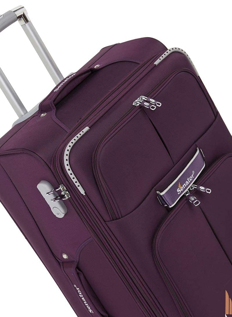 Senator Soft-Shell Luggage Extra Large Size Expandable Lightweight, Check in Size Luggage with Spinner Wheels 4 LL003 (Checked Luggage 32-Inch, Purple)