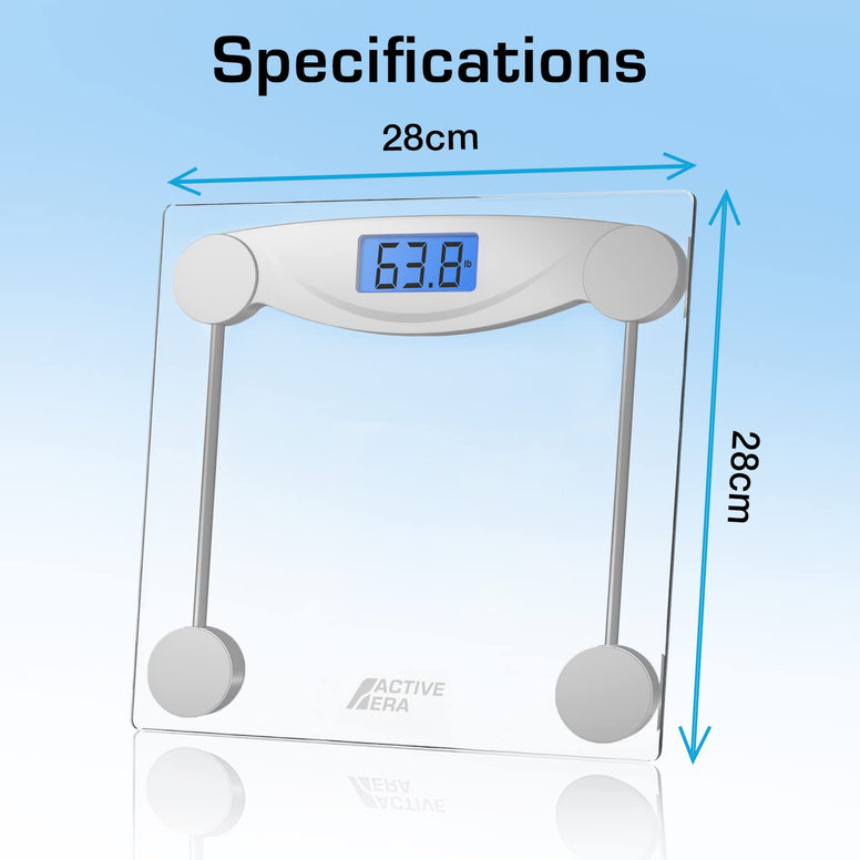 Active Era Weight Scale - Ultra Slim Digital Bathroom Scales for Body Weight with High Precision Sensors and Tempered Glass (Stone/kgs/lbs)