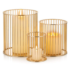 Sziqiqi Set of 3 Gold Wire Construction Candle Holder Set Minimalist Versatile for Flower Arrangement Kitchen Organizer, 3 Pcs