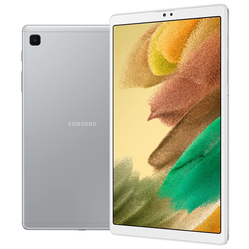 Samsung Galaxy Tab A7 Lite (32GB, 3GB) 8.7" (WiFi+ Global 4G LTE) 5100mAh Battery, Android 11, Tablet GSM Unlocked (Makes Calls), International Model -T225 (Folding Cover Bundle, Silver)