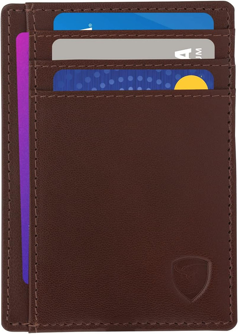 SKENZBI Slim Wallet Card Holder RFID Front Pocket Wallet Minimalist Secure Thin Credit Card Holder Slim Minimalist Front Pocket RFID Blocking Leather Wallets for Men Women(Brown Edition)