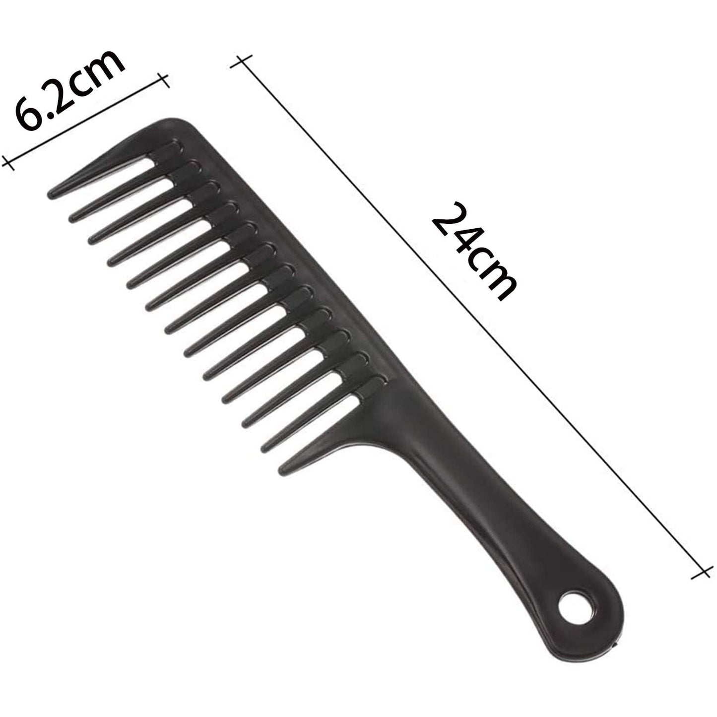 NC Wide Tooth Detangling Handgrip Paddle Hair Comb for Long Hair (Black)