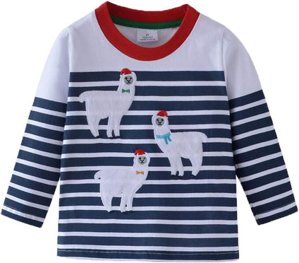 Cartoon Dinosaur Print Tops Boys Girls Long Sleeve Casual T-Shirt Clothes Toddler Kids O-Neck Shirt Tee Children 18M-7T