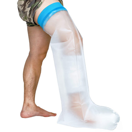 Water Proof Leg Cast Cover for Shower, TPU Watertight Foot Protector, Adult Leg Cast Covers, Protection to Wounds, Keeps Cast and Bandage Dry, Reusable with Watertight Seal
