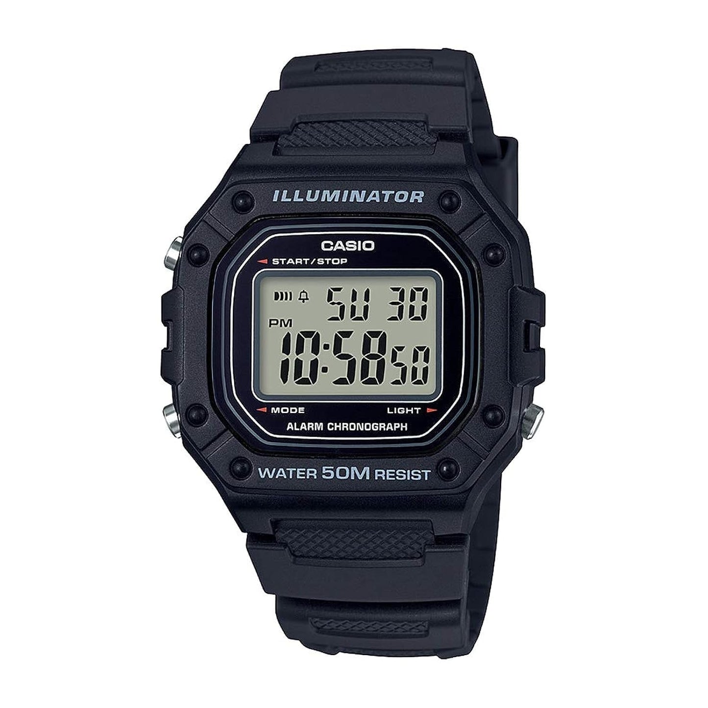 Casio Casual Mens Quartz Watch, Digital, Resin, W-218H-1AVDF