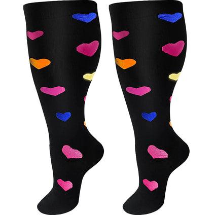 DZSoCoki Plus Size Compression Socks Wide Calf for Women Men，20-30mmhg Extra Large Compression Stocking for Nurse Sport