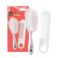 Tommee Tippee Essentials Baby BrUSh And Comb, 0 To 24 Months, White, Piece Of 2