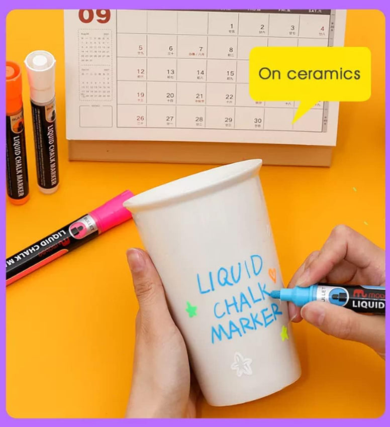 CLOUDFOUR Liquid Chalk Markers, Water based 8 Colorful Chalk Pens for Whiteboard, Blackboard, Paper, Glass and Ceramics. Dust-free Erasable Marker Pens for School, Office and Home.