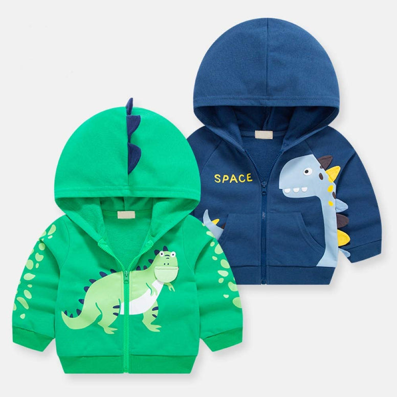 Azalquat Baby Toddler Boys Dinosaur Hooded Zip Jacket Casual Outerwear Active Sweatshirt    2-3 years