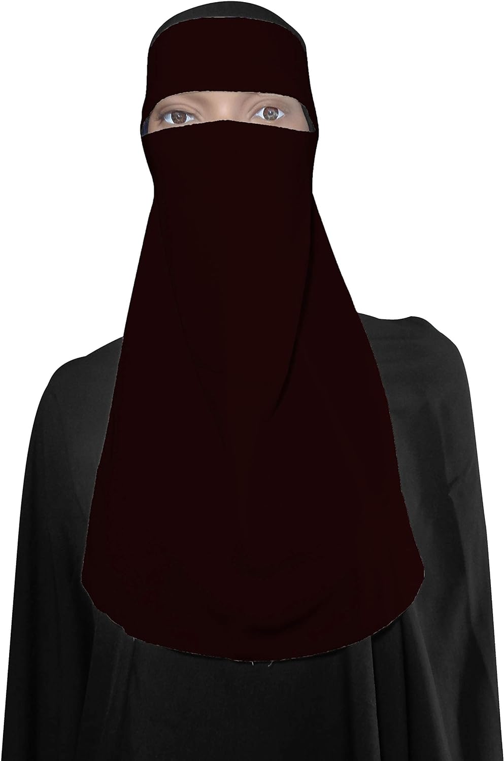 Womens Half Niqab Nosepiece Face Veil In Breathable Islamic Muslim Hijab Hejab Abaya Veil Islam Cover For Muslim Women ( Drak Red ) Abaya Amira Burkas Prayer Burqa Ramadan Eid Salat Dress Clothing