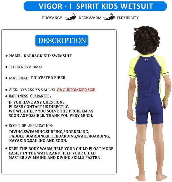 Karrack Girls and Boys One Piece Rash Guard Swimsuit Kid Water Sport Short Swimsuit UPF 50+ Sun Protection Bathing Suits