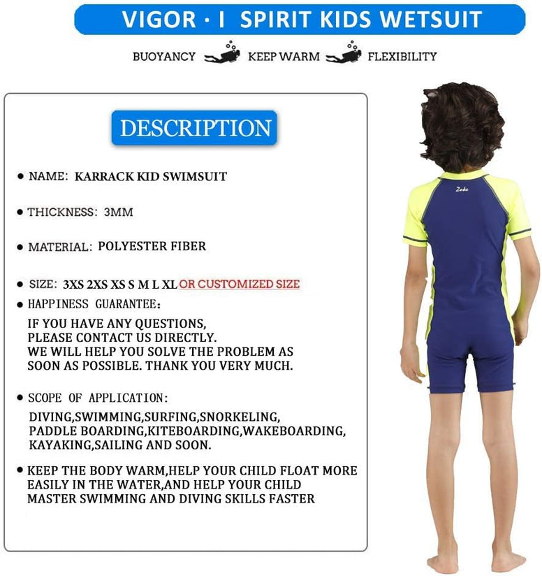 Karrack Girls and Boys One Piece Rash Guard Swimsuit Kid Water Sport Short Swimsuit UPF 50+ Sun Protection Bathing Suits