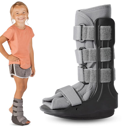 BraceAbility Pediatric Walking Boot - Children's CAM Medical Walker Orthopedic Support Shoe for Youth Ankle Break Injury, Kid's Stress Metatarsal Bone Fracture, Broken Foot or Toe Recovery Cast (L)