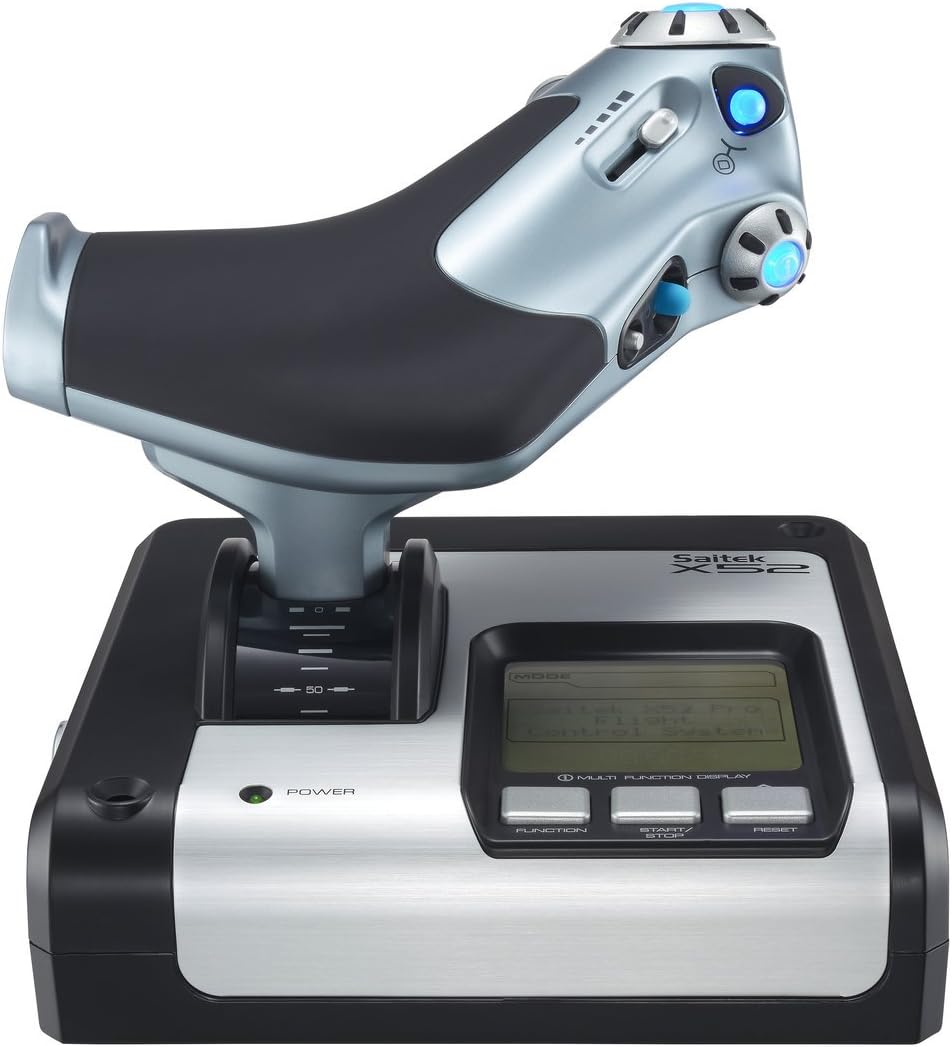Logitech G Saitek X52 Flight Control System, Controller And Joystick Simulator, Lcd Display, Illuminated Buttons, 2Xusb, Pc - Black/Silver