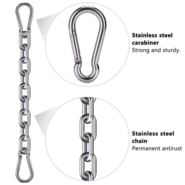 WAREMAID 2 Boxing Punching Bag Chain and 4 Carabiners, Stainless Steel Heavy Duty Hanging Chair Chain Kit Hammock Chair Hardware for Indoor Outdoor Playground Swing Set, Hanging Heavy Bag, 1000 LB