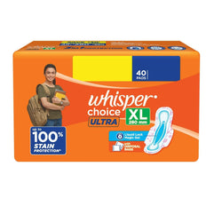 Whisper Choice Sanitary Pads with Wings for Women, XL, 40s Napkins