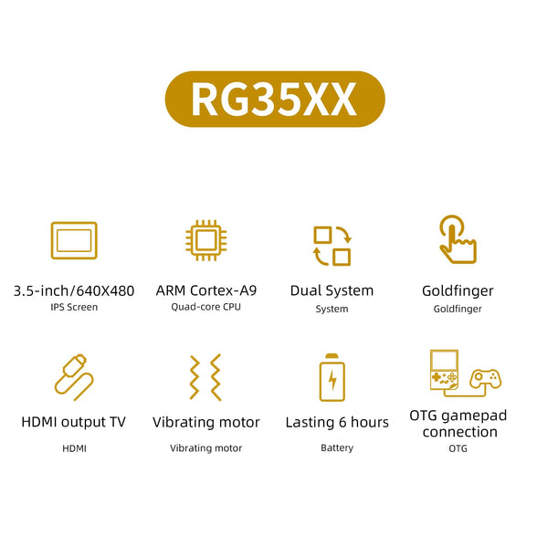 RG35XX Dual OS Retro Handheld Game Console Linux Garlic 64G TF Card Built-in 6831 Classic Games 3.5 inches IPS Screen Pocket Video Game Console Plug and Play Games with Storage Bag