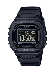 Casio Illuminator Daily Alarm Chronograph Digital Stopwatch W218H-1BV, Black, Modern Digital