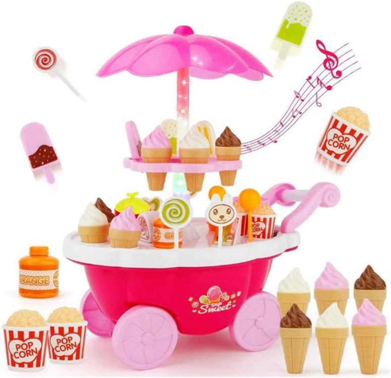 SAMSUNG Playset Toy Candy Ice Cream Car Toys Pretend Play Set Toy Pink Fun Toys 39 Pieces For Girls Gift