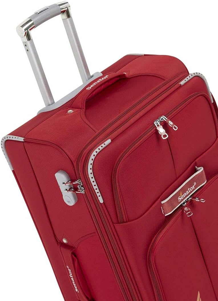 Senator Soft-Shell Luggage Extra Large Size Expandable Lightweight, Check in Size Luggage with Spinner Wheels 4 LL003 (Checked Luggage 32-Inch, Red)