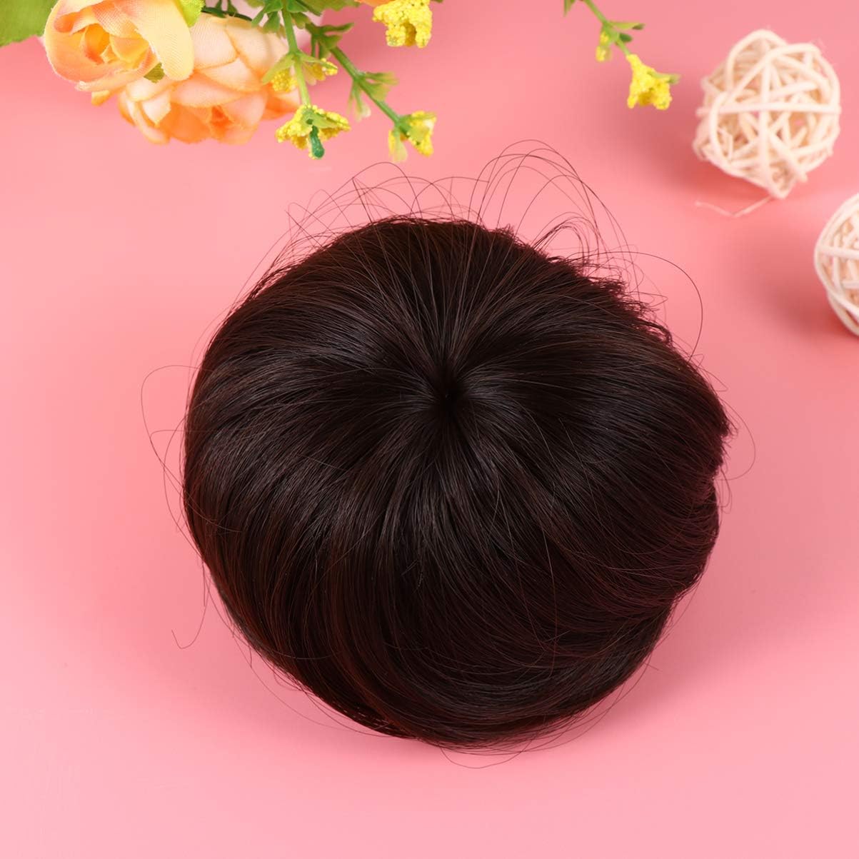 OSALADI Hair Extensions, Synthetic Hair Bun Wig Hair Chignon Wig Hair Plate Tool Hairpiece Wig Dark Brown