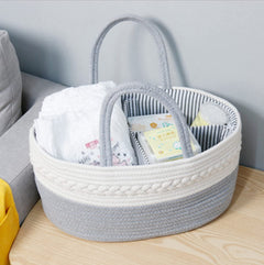 Baby Diaper Caddy Organizer Cotton Canvas Portable Diaper Storage Basket with Removable Insert Baby Shower Basket