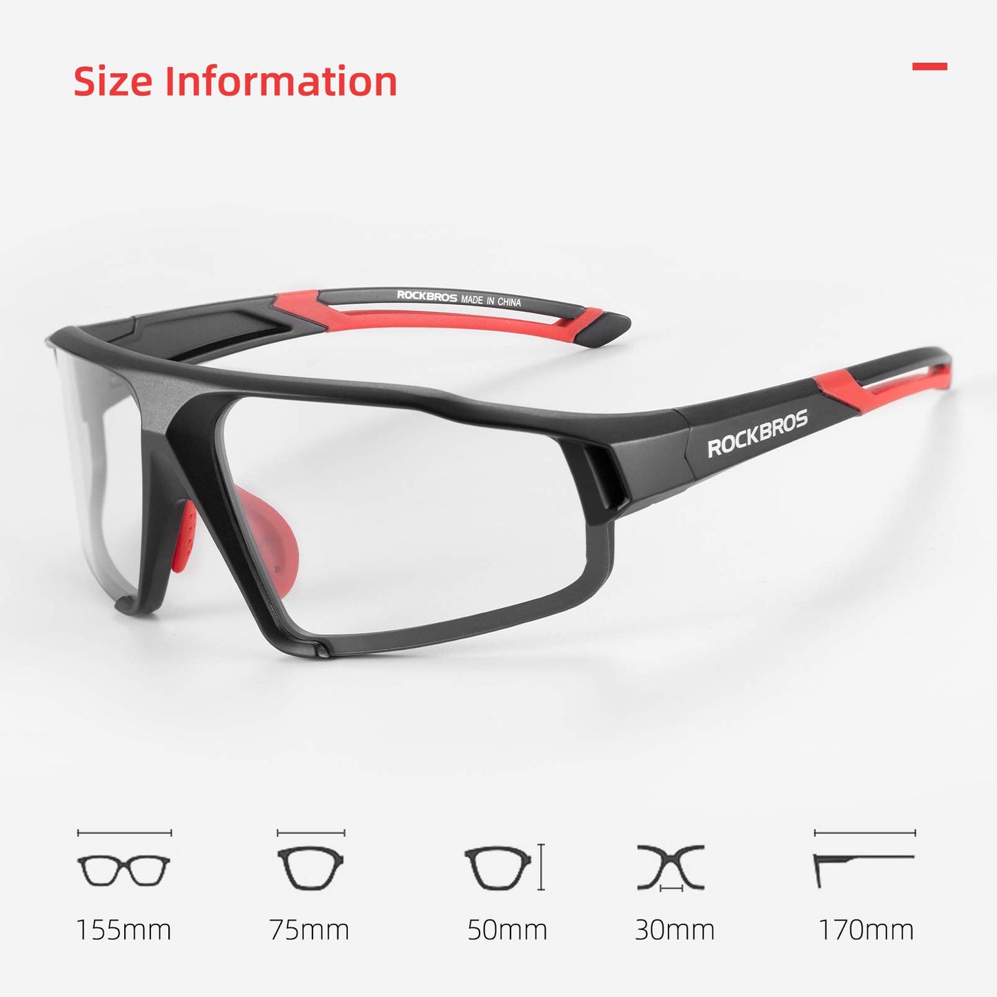 ROCKBROS Photochromic Cycling Glasses for Men Cycling Glasses Clear Safety Glasses Road Mountain Bike Bicycle Glasses