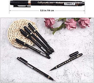 MAKINGTEC Dreamslink Calligraphy Pen - 6 Pcs Black Brush Marker Pen Hand Lettering Pens - for Lettering, Beginners Writing, Signature, Watercolor Illustrations, Design and Art Drawing (4 Sizes)