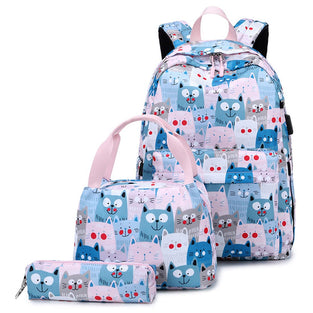 Girls Backpack with Insulated Lunchbox Combo 3Pcs, School Bags Bookbags for Girls with Lunch Bag