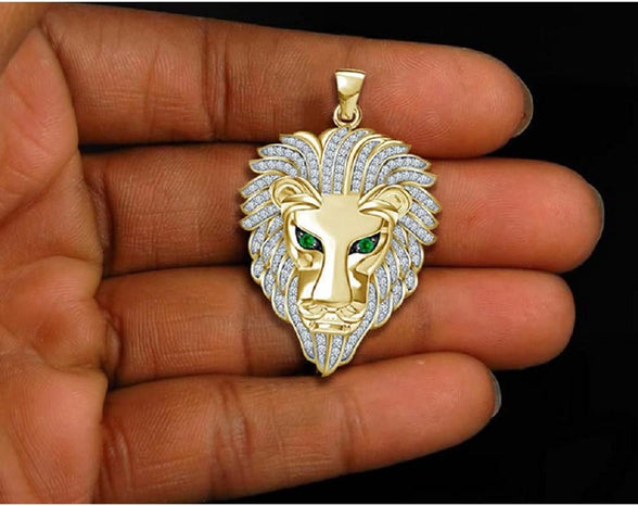 Lion Necklace for Men, Punk Lion Charm Necklace Nordic Viking Lion Head Pendant Necklace Iced Out Lion Animal Necklace Men’s Hip Hop Lion Necklace Jewelry Gift Father's Day Accessories, NO, no