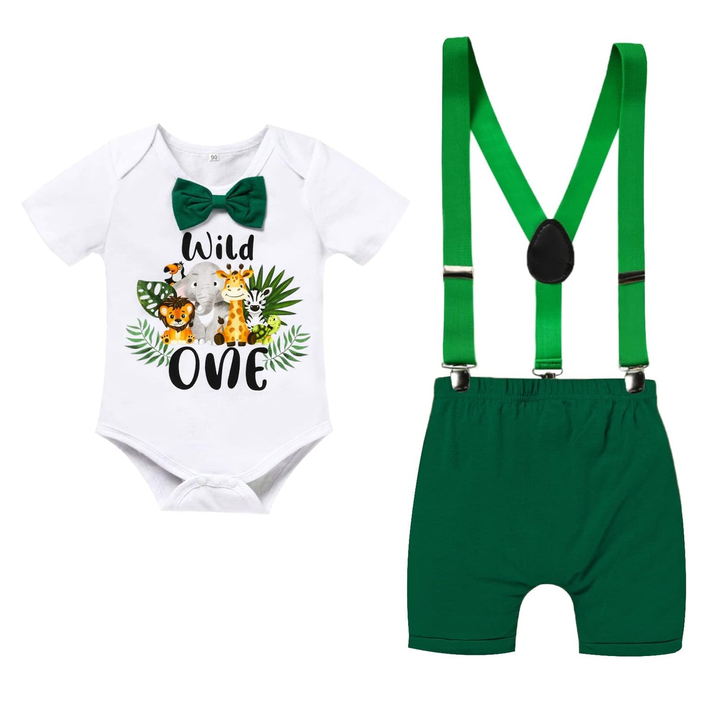 Excefore Baby Boy Funny First Birthday Clothes Infant Boy Bow Tie Romper Bodysuit Cake Smash Outfits, 80cm  9-12M