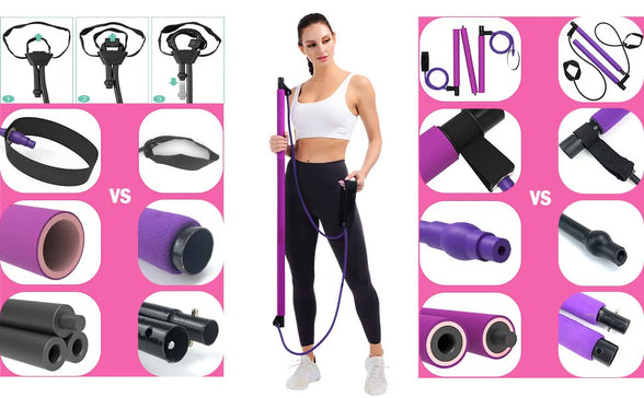 Velageo Pilates Bar Kit for Portable Home Gym Workout + 2 Latex Exercise Resistance Band, 3-Section Sticks - All-in-one Strength Weights Equipment for Body Fitness Yoga Squat