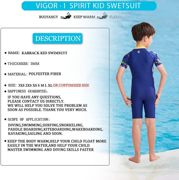 karrack Girls Long Sleeved One Piece Rash Guard Swimsuit Kid Water Sport Short Swimsuit UPF 50+ Sun Protection Bathing Suits