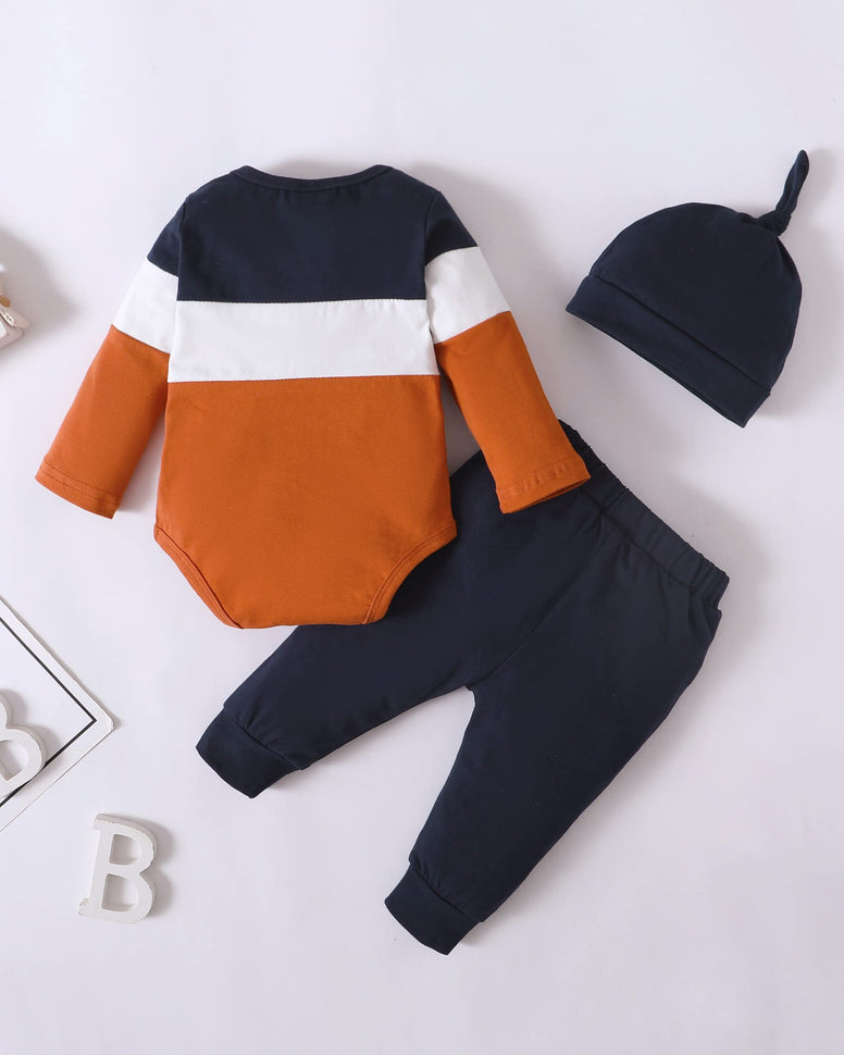 Newborn Baby Boy Clothes Outfits Winter Infant Boy Long Sleeve Romper Top Long Pants Outfits Set 0-3M