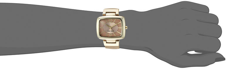 Nine West Women's Goldtone Rectangular Strap Watch