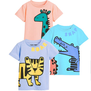 DDSOL Toddler Baby Boys T-Shirt Summer Tops Short Sleeve Graphic Tees Shirts, Pack of 3 (6Y)