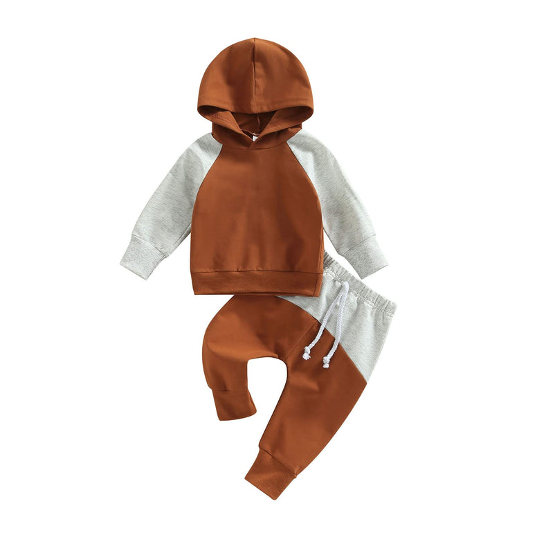 SOLILOQUY Toddler Baby Boy Girl Clothes Long Sleeve Hoodie Sweatshirt Tops+Drawstring Pants Set Fall Winter Tracksuit Outfits 12-18M