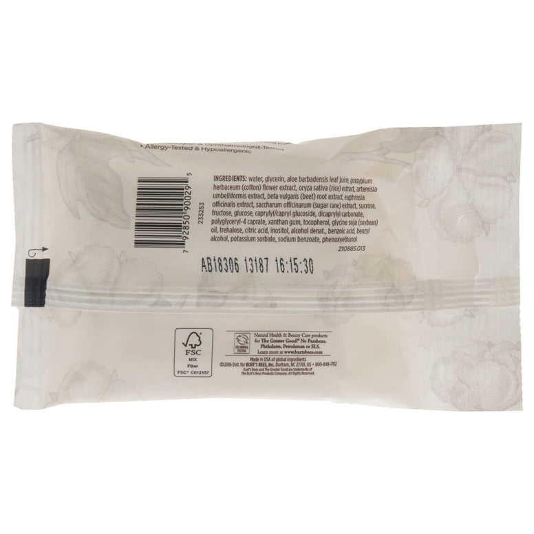 Burt Bees Sensitive Facial Cleansing Towelettes with Cotton Extract - hypoallergenic towelettes wipe away dirt, oil and makeup while moisturizing and soothing skin with Cotton and Aloe