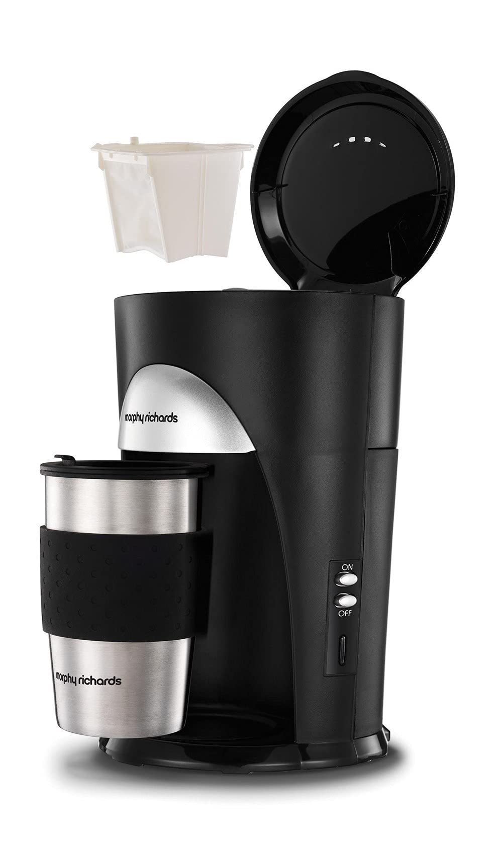 Morphy Richards Coffee On The Go Filter Coffee Machine 162740 Black And Brushed Stainless Steel Coffee Maker, Black Brushed Steel"Min 1 year manufacturer warranty"