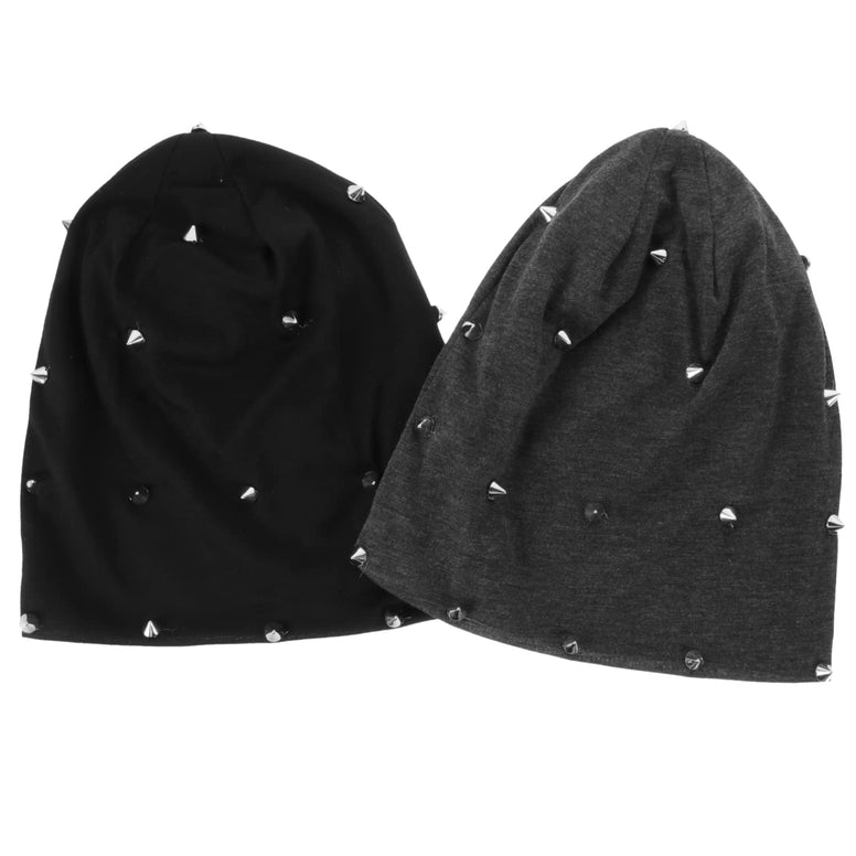 LANUOP Mens Hats Womens Hats Man Beanie Rivet Beanie Hat Punk Cap: 2pcs Stud Spike Hats Unisex Gothic Caps Punk Rock Hip Hop Headwear Goth Accessories for Women Men Knitted Hat Summer Hat Mens Hat