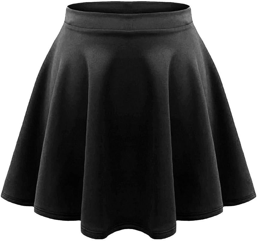 janisramone Kids Girls Children New Plain Flippy Flared High Waistband Stretch Short Mini Skater Skirts