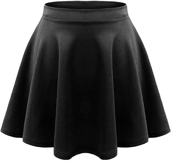 janisramone Kids Girls Children New Plain Flippy Flared High Waistband Stretch Short Mini Skater Skirts