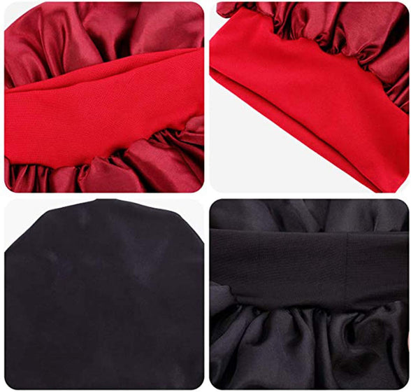 Glitz 2 Pieces Soft Satin Head Scarf Sleeping Cap Bonnet Headwear Head Cover Turbans for Women