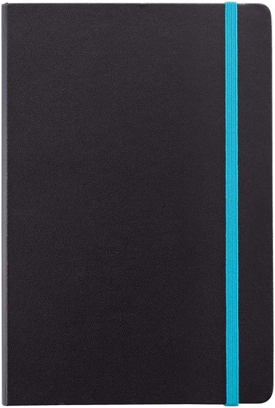 Santhome Classic Notebooks | A5, Hardcover, Ruled/Linked Notebooks, Writing Pads, Dairies - 192 Pages (Black/Blue)