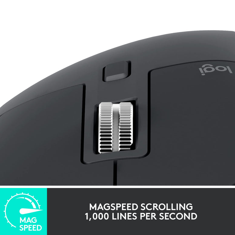 Logitech MX Master 3S - Wireless Performance Mouse with Ultra-fast Scrolling, Ergo, 8K DPI, Track on Glass, Quiet Clicks, USB-C, Bluetooth, Windows, Linux, Chrome - Graphite