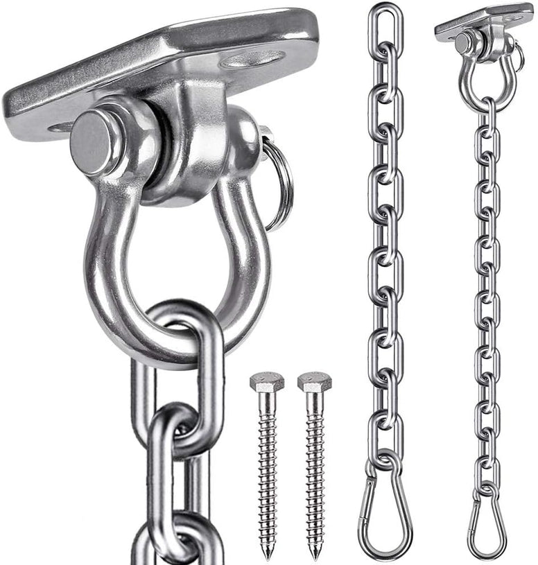 WAREMAID Hanging Kits Hammock Swing Chair Hardware, Heavy Duty Swing Hanger with Chain, Indoor Outdoor Playground Hanging Hammock Boxing Punching Bags Hook, 2 Screws, 1000 LB Capacity, 33.3" Chain